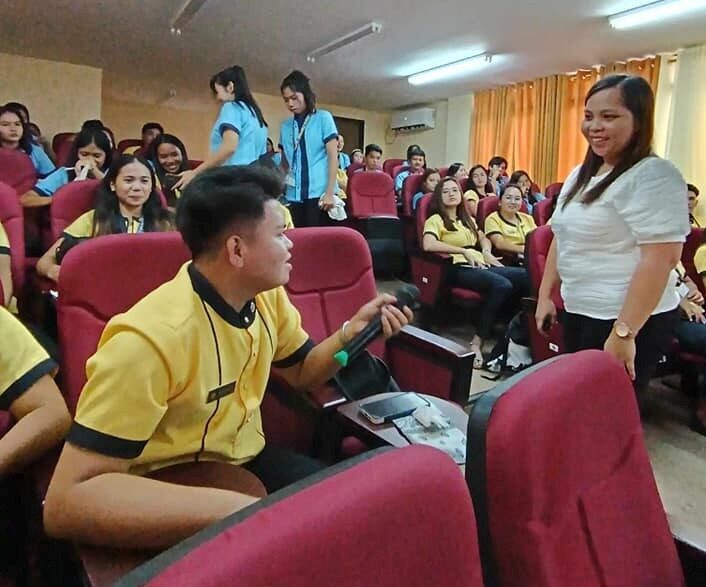 Ms. Matias and Mr. Dalusong as resource speaker for the Gender-Fair Language and Evaluation of  Gender Sensitive Module for BEED students on developing gender-sensitive IEC materials